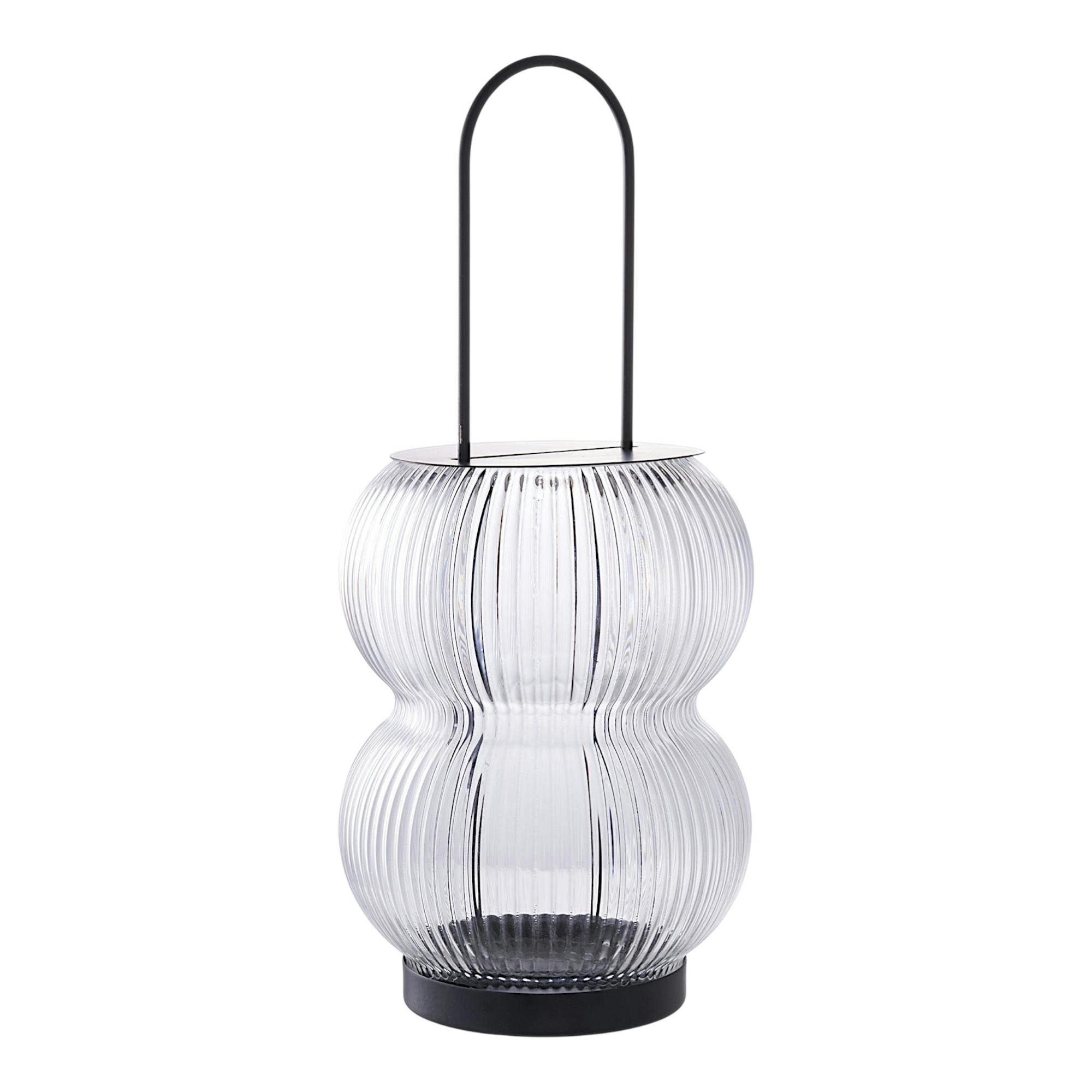 Lanterne décorative verre et métal noir, forme organique, PIER IMPORT