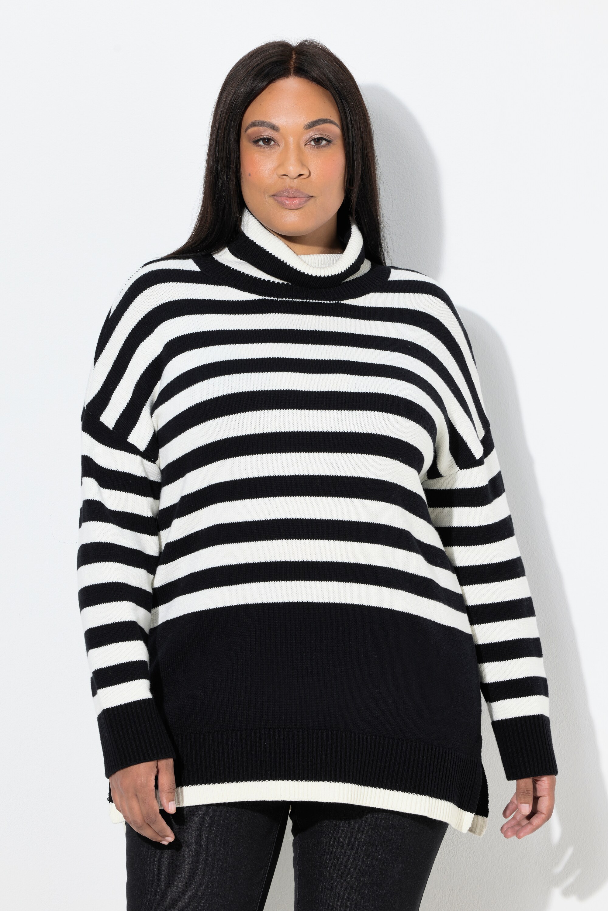 Pull rayé à manches longues et col montant, ULLA POPKEN