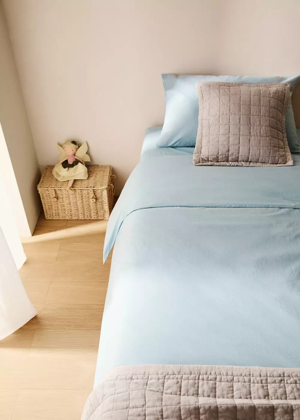 Housse de couette enfant coton lavé double surpiqûre lit 90 cm, MANGO HOME