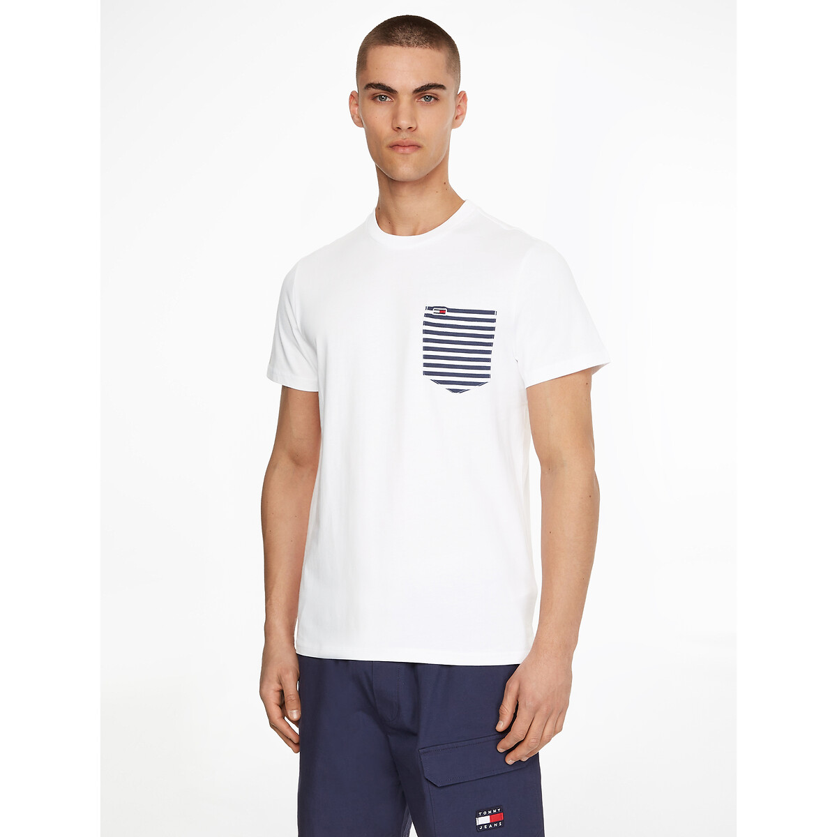 T-shirt met ronde hals contrast pocket 