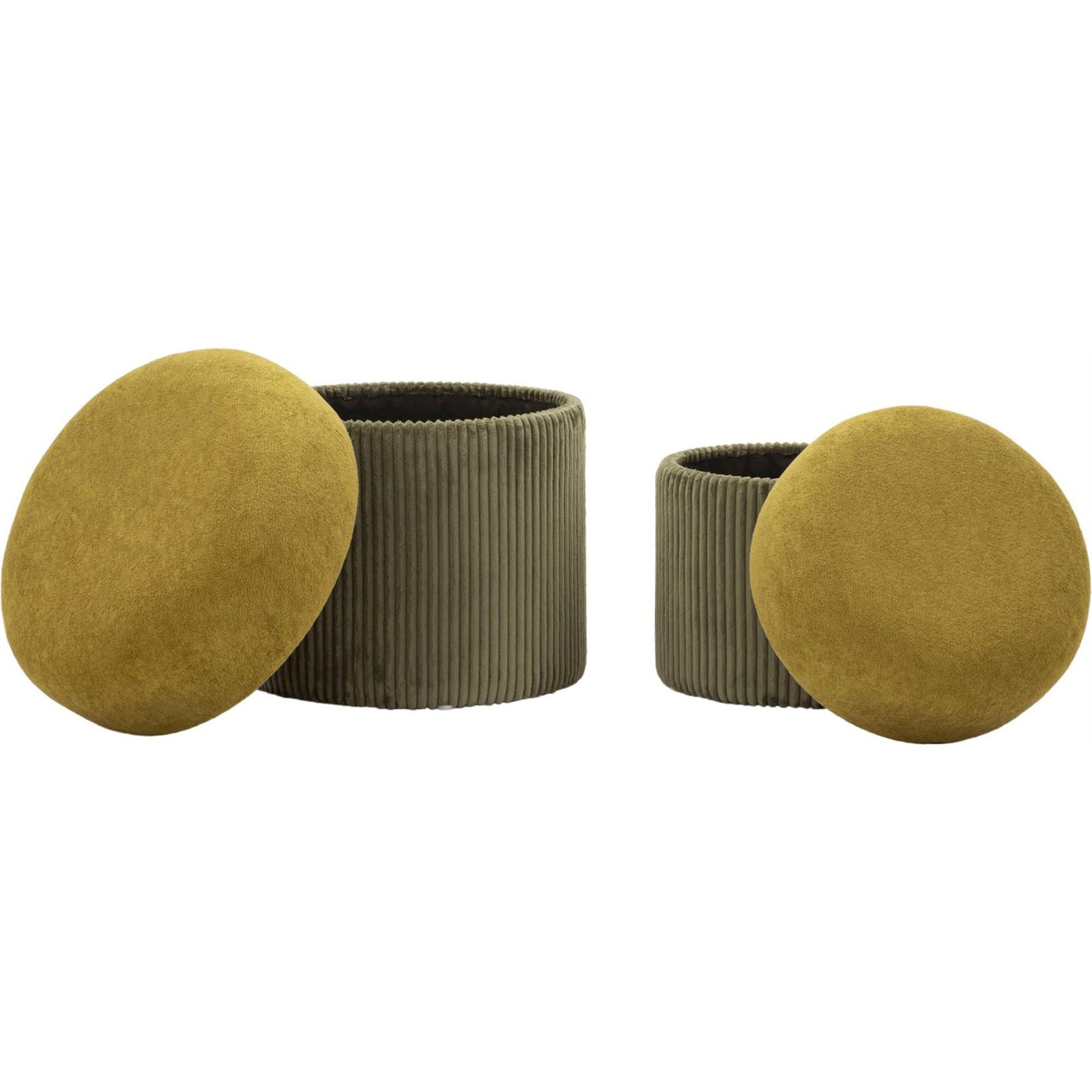 Lot de 2 poufs coffre ronds côtelés MODERN, RECOLLECTION
