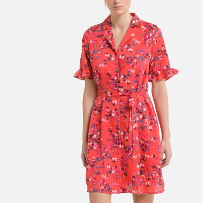 Floral Print Mini Dress with Tailored Collar and Short Sleeves VERO MODA