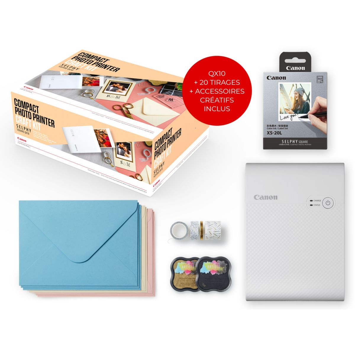 Imprimante photo portable kit créatif selphy square qx10 blanche Canon