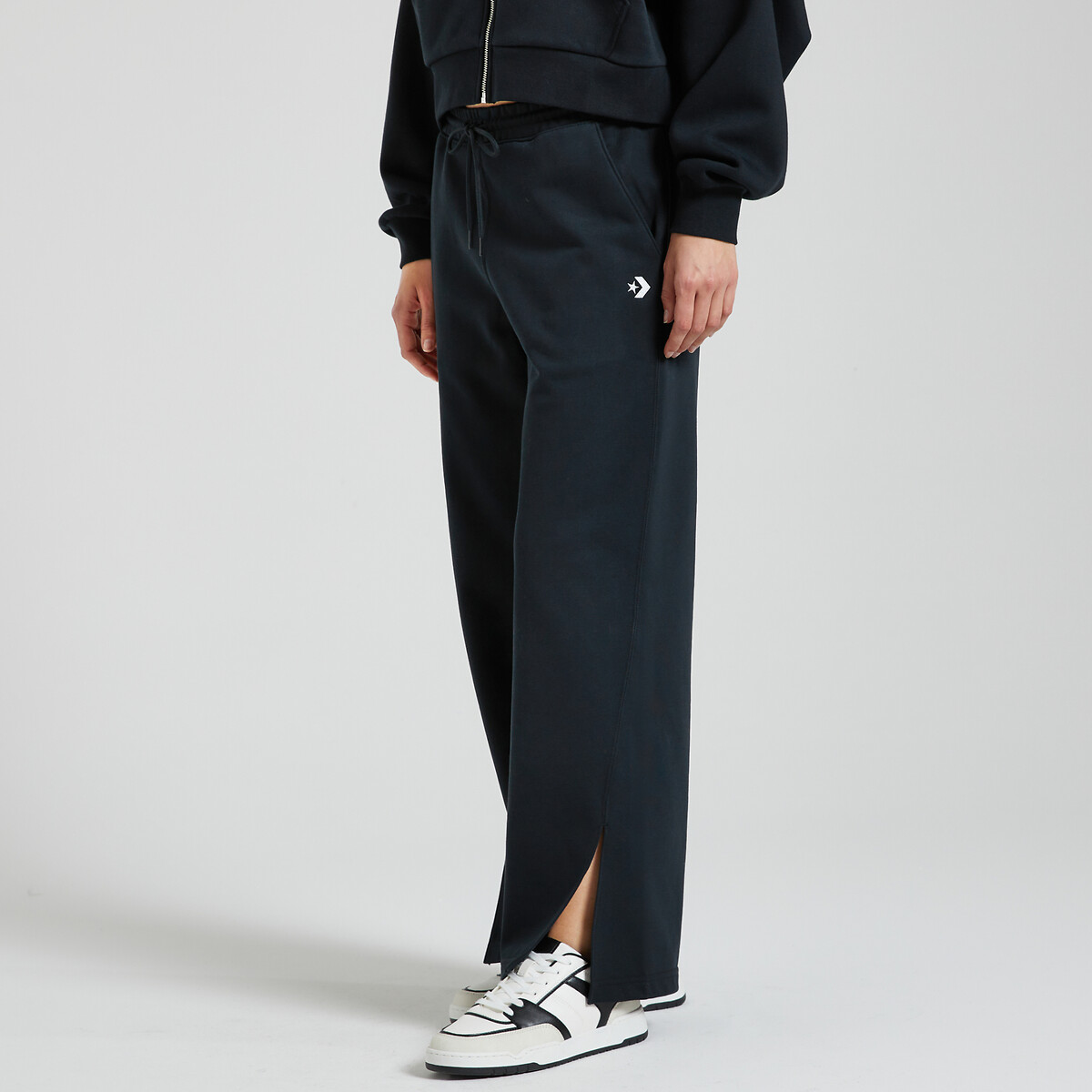 Image of Open Hem Joggers in Cotton Mix