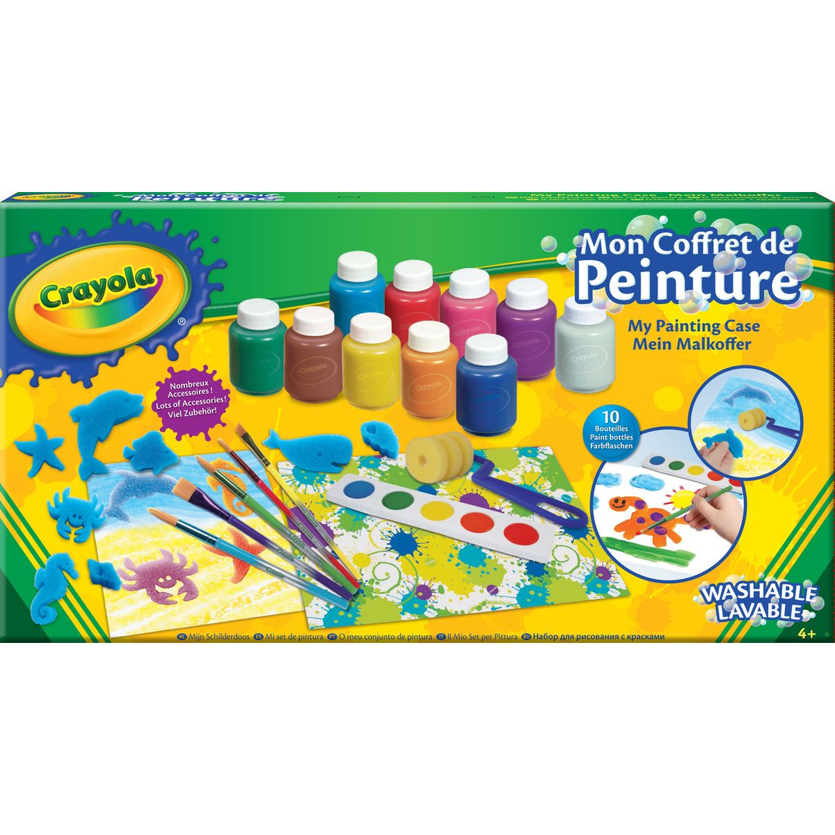Crayola - 10 pots de peinture lavable, activites creatives et manuelles