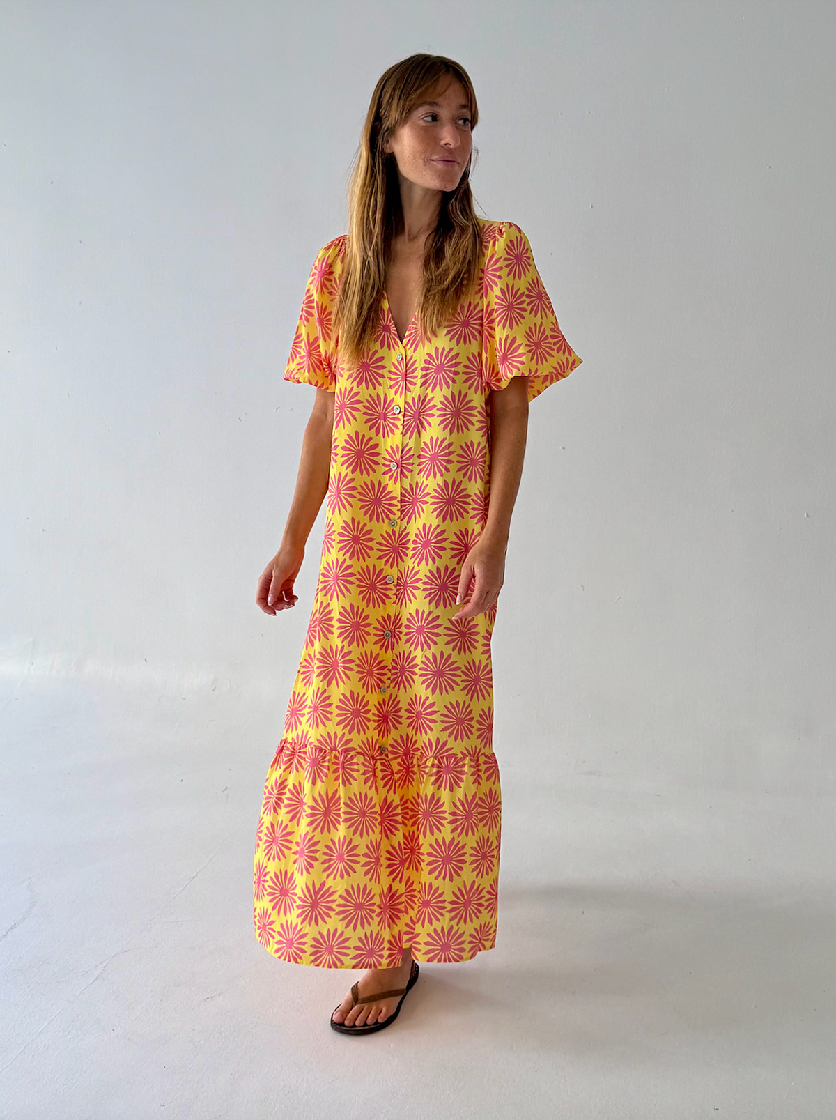 Robe longue imprimée volant MICA, MINDTRAVELER