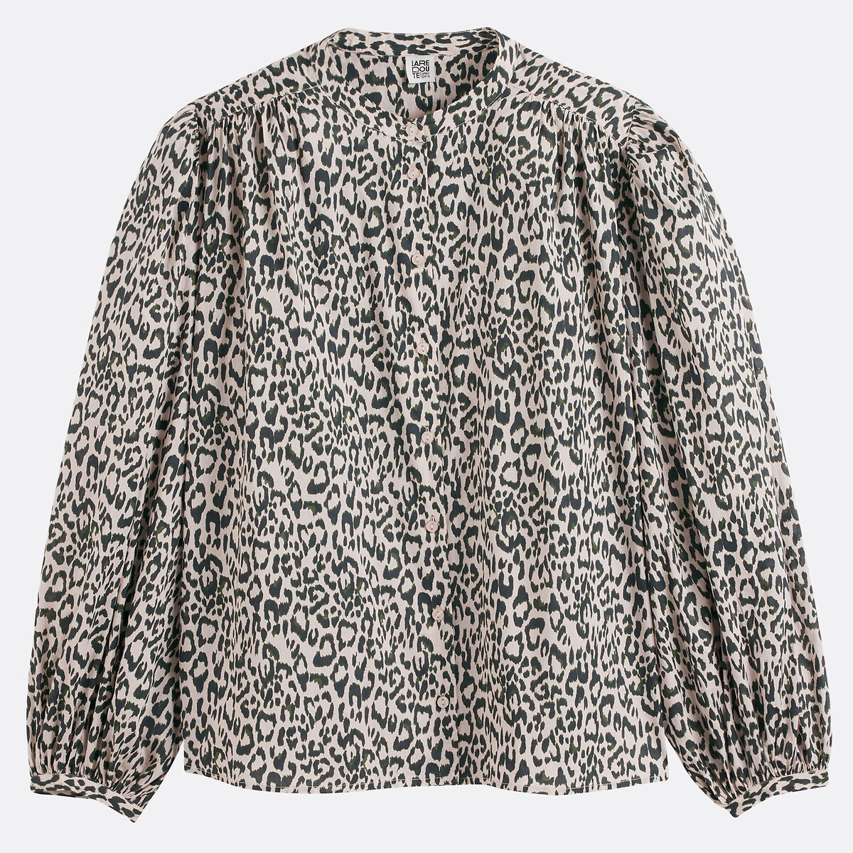 Oversized Animal Print Shirt with Mandarin Collar, LA REDOUTE COLLECTIONS