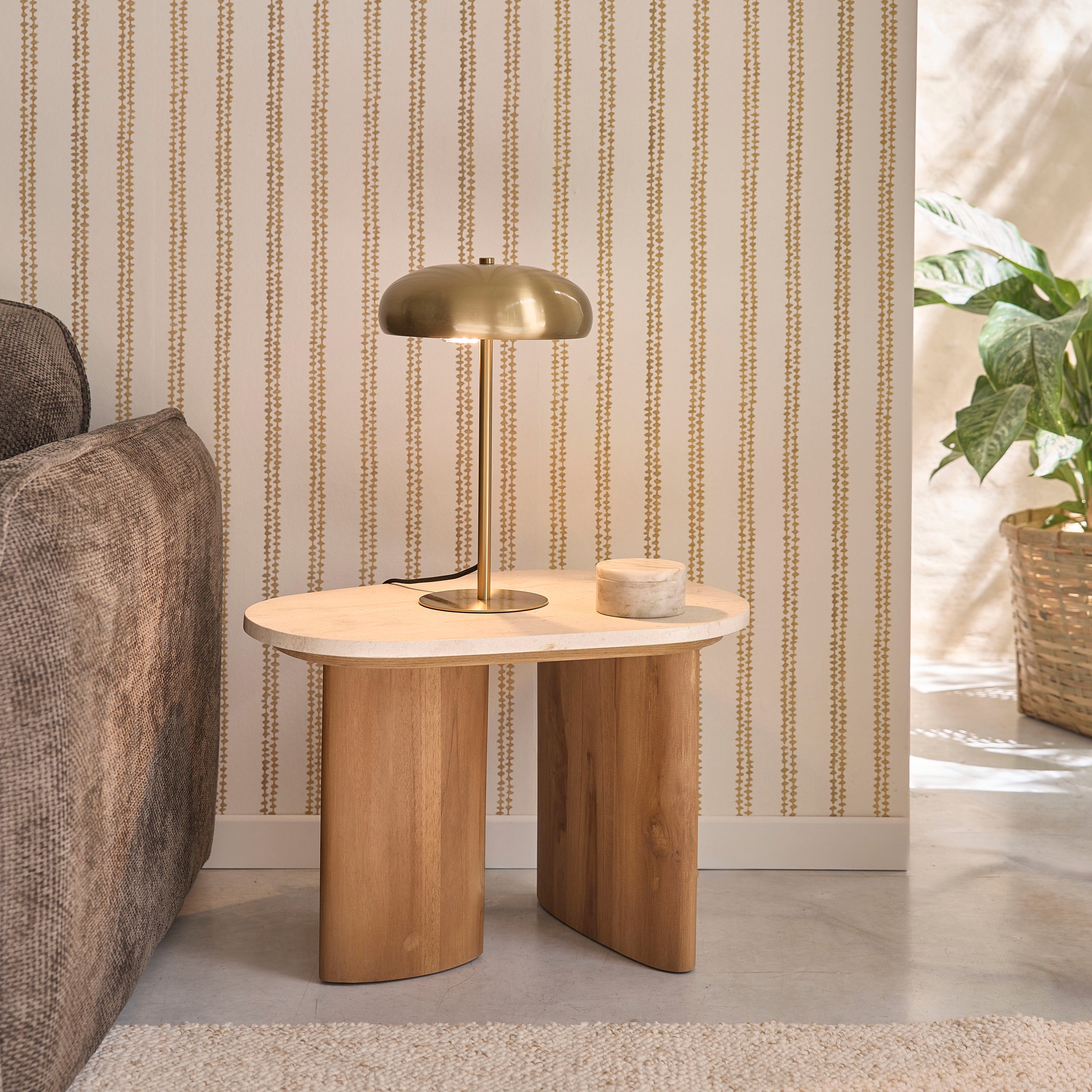 Table d'appoint en teck massif et marbre  CALMA, BERAH GETAH