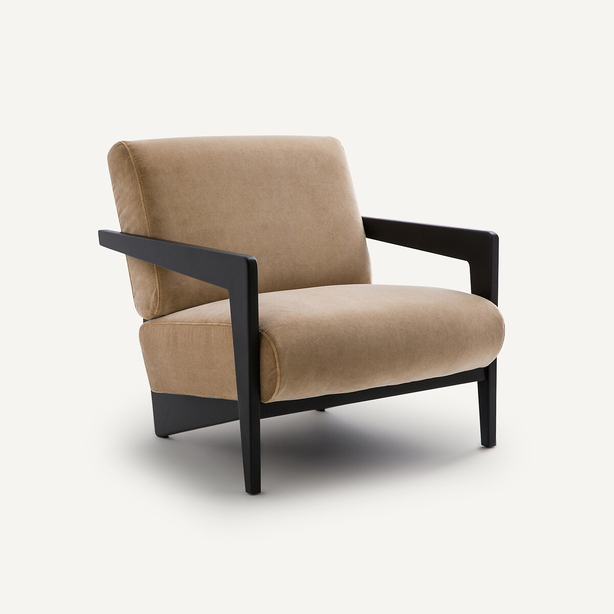 Fauteuil hêtre massif et velours, Izag, AM.PM