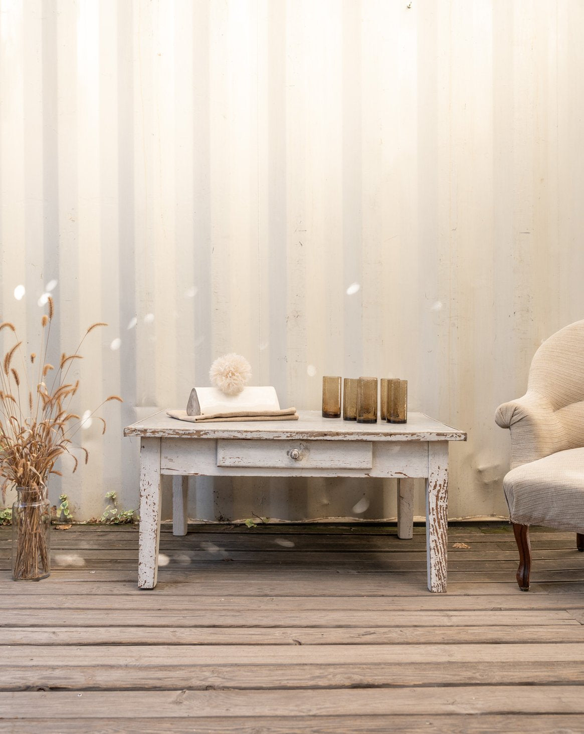Table basse en bois gris Léonie N°1122 - Bon état, DEBONGOUT