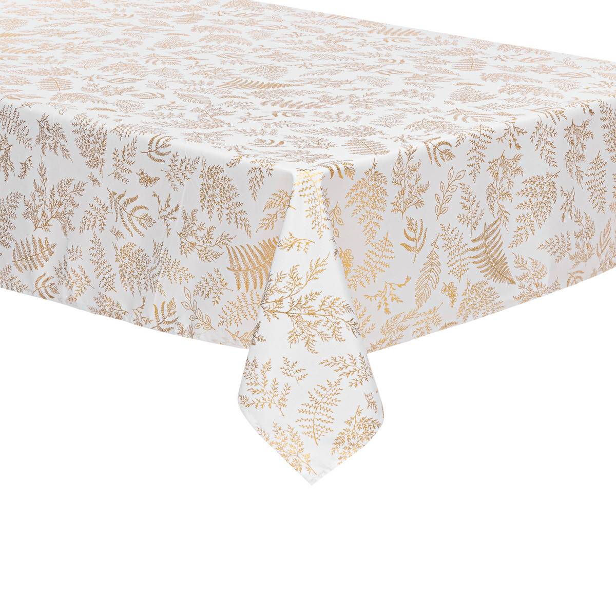 Nappe anti-tâche 140 x 240 cm blanc et or YLVA, FEERIC LIGHTS & CHRISTMAS