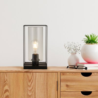 Black Frame with Clear Inner Glass Table Lamp SO'HOME