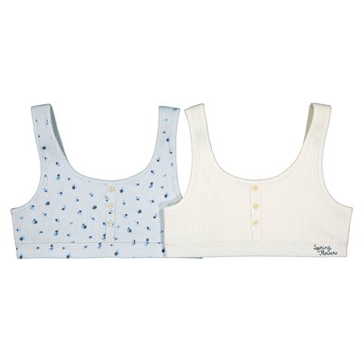 Pack of 2 Bralettes in Ribbed Fabric, 10-18 Years LA REDOUTE COLLECTIONS