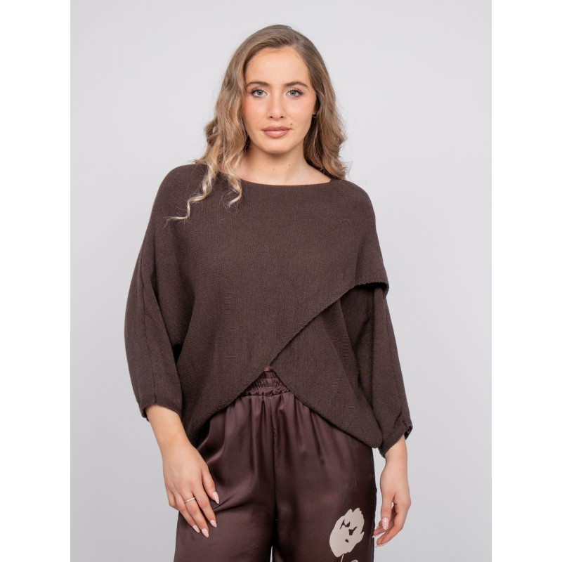 Pull Court Base Croisée Et Manches Chauve-souris Kendy, DONA LISA