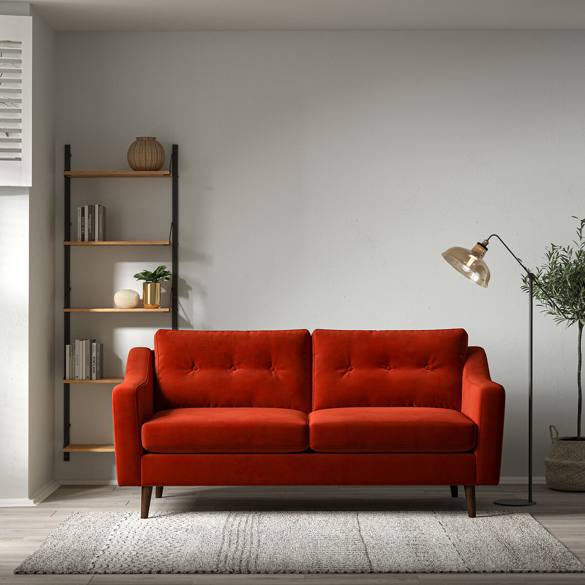 Red on sale orange sofa