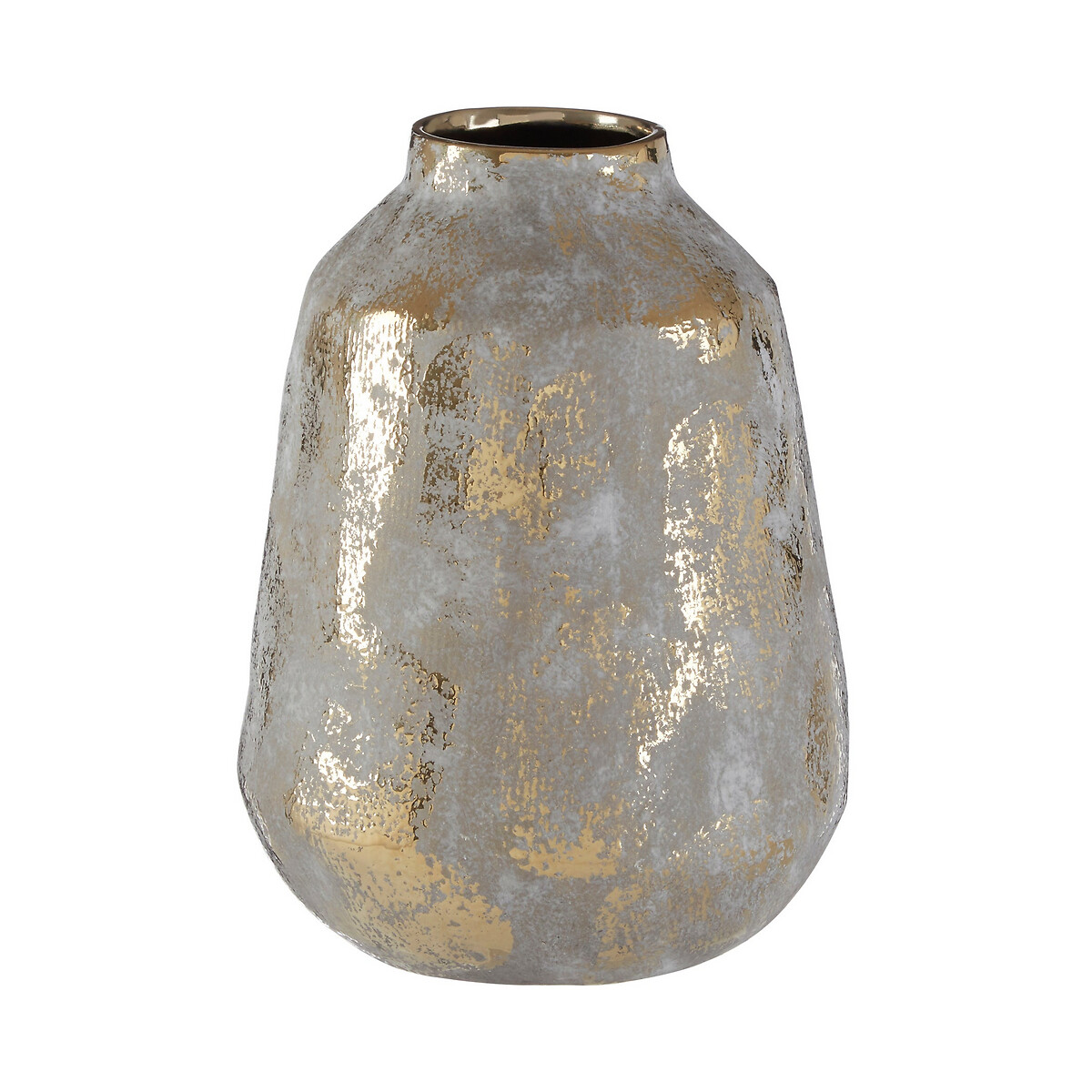 Medium Grey Ceramic Gold Finish Vase, ÉDITÉ