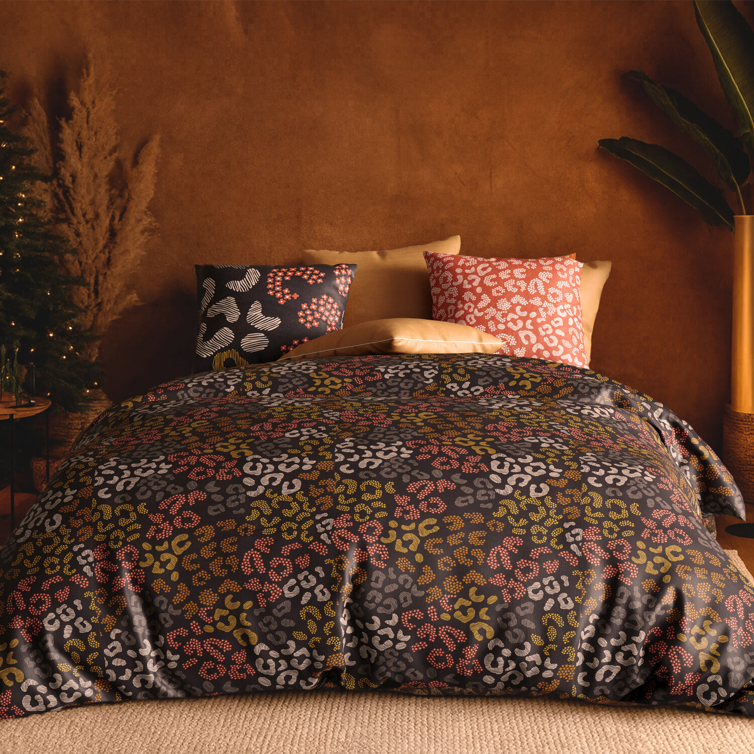 Parure de draps plat en coton imprimée, Onalia, C DESIGN HOME TEXTILE