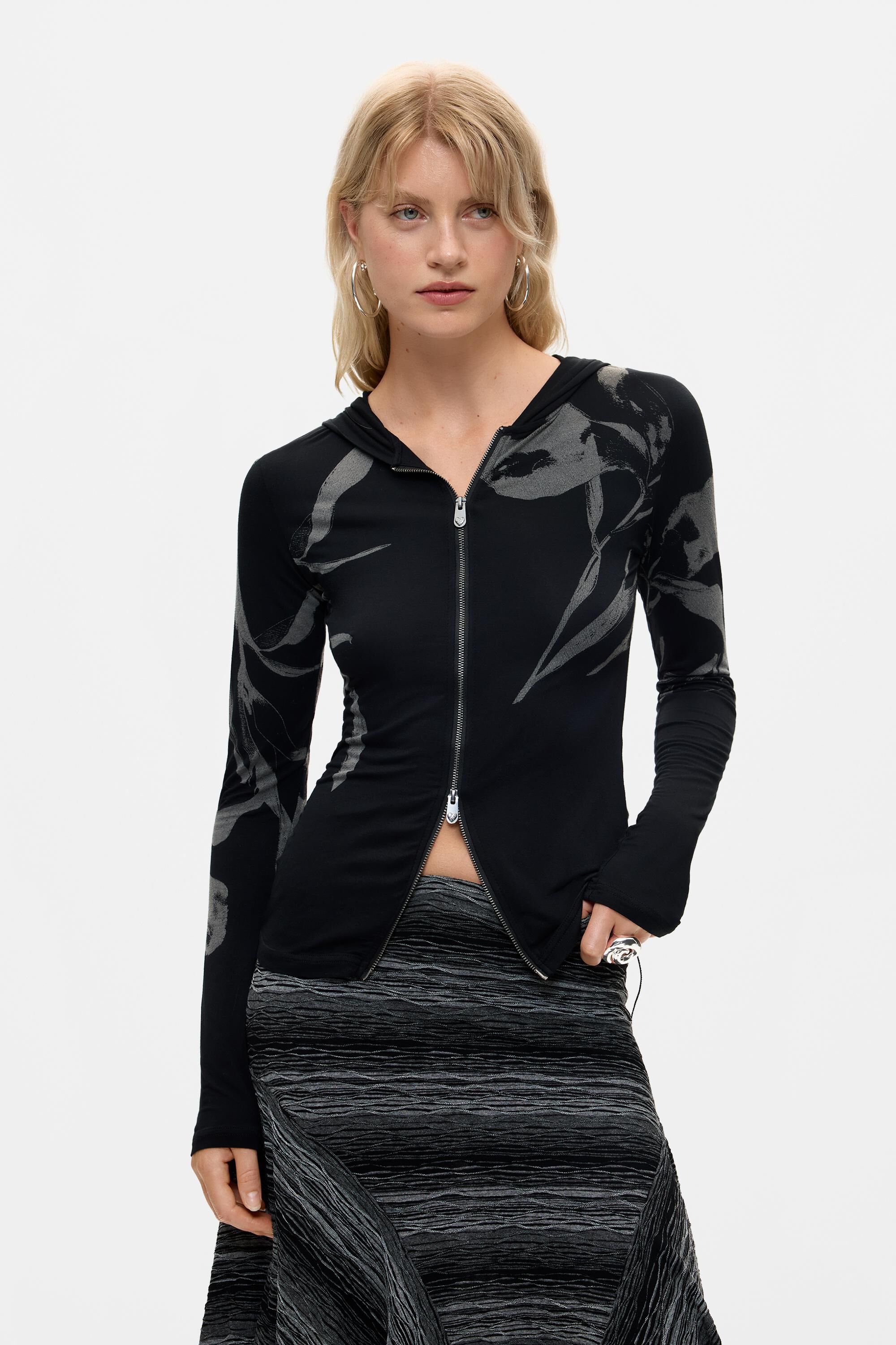 sweat zippé imprimé, DESIGUAL
