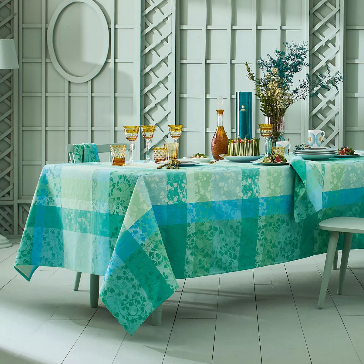 Nappe pur coton enduit MILLE FEUILLAGES, GARNIER THIEBAUT