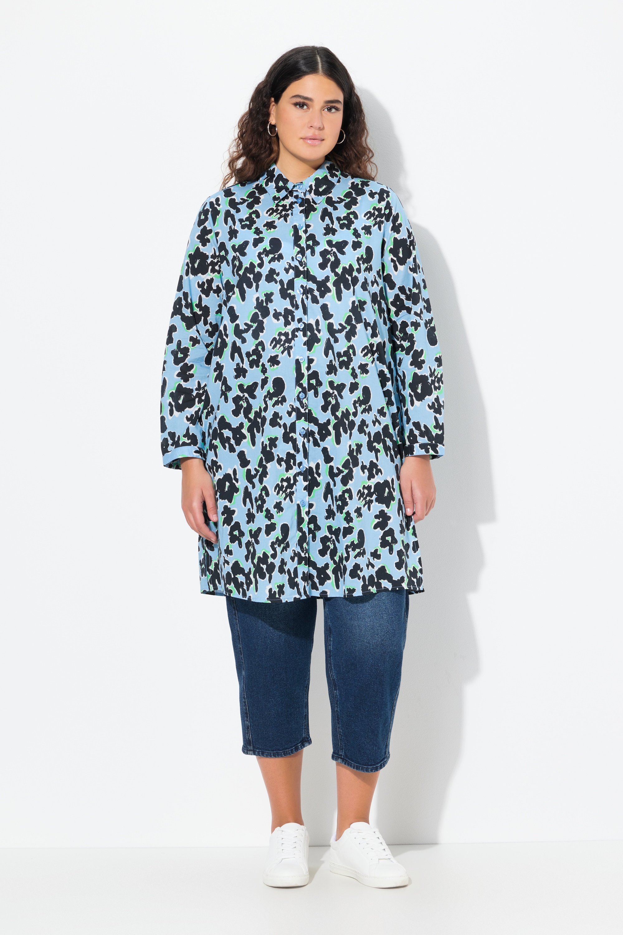 Chemisier long à fleur, coupe évasée, ULLA POPKEN