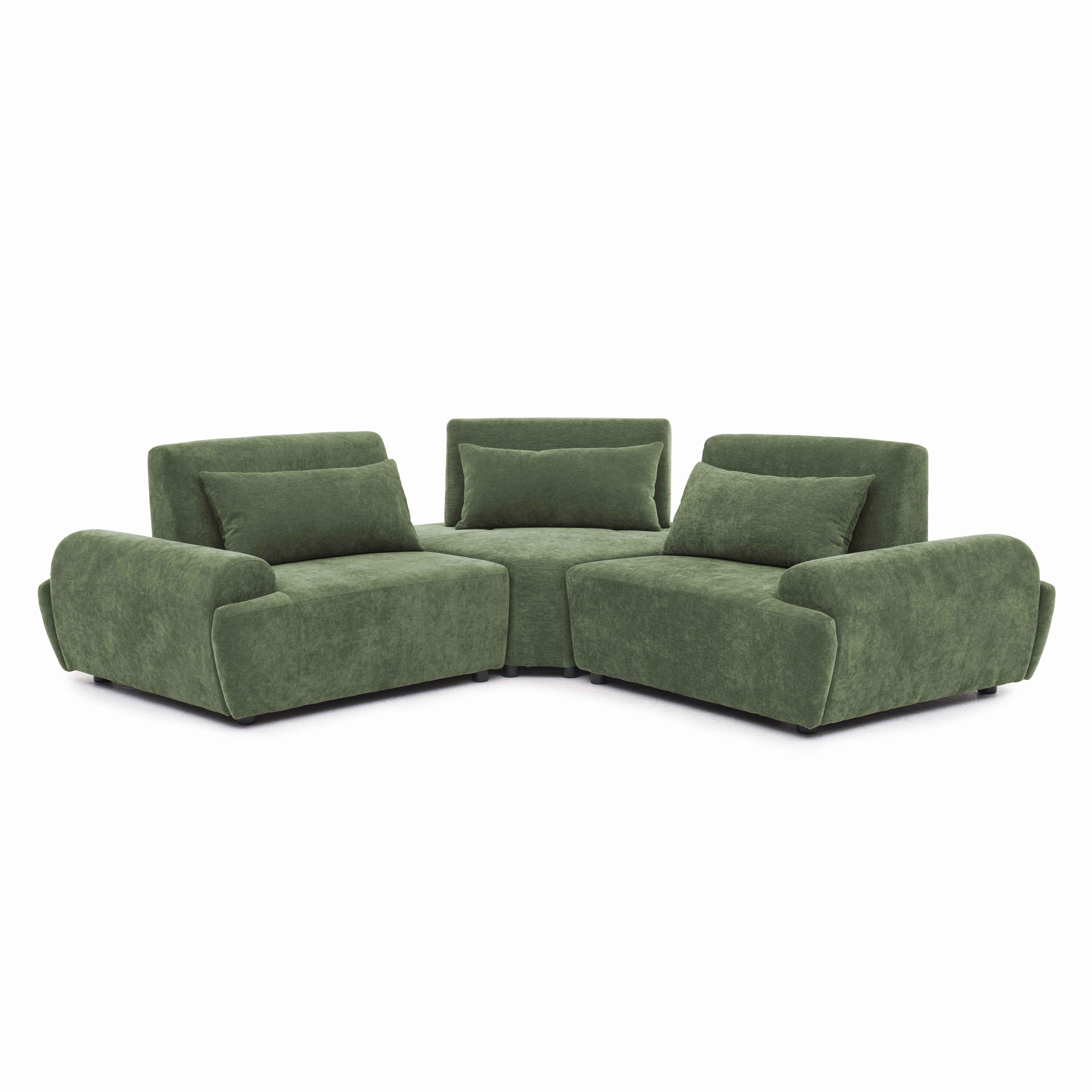 Canapé modulable d'angle 3 places en tissu avec coussins dossier ajustable, CALLISTO, OVIALA