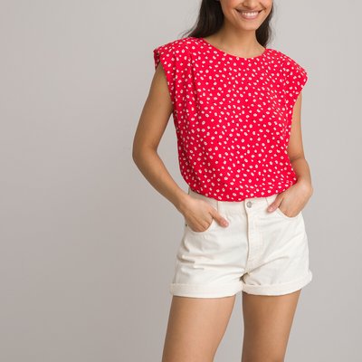 Floral Print Sleeveless Top with Shoulder Pads LA REDOUTE COLLECTIONS