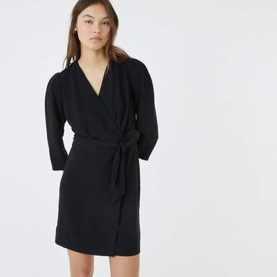 Wrapover Mini Dress with Tie-Waist LA REDOUTE COLLECTIONS