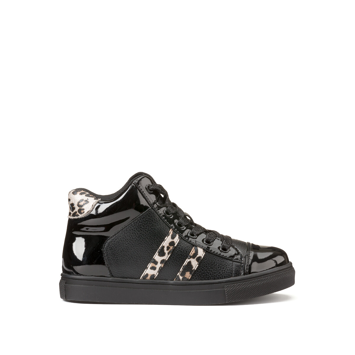 Kids High Top Trainers with Leopard Print Details