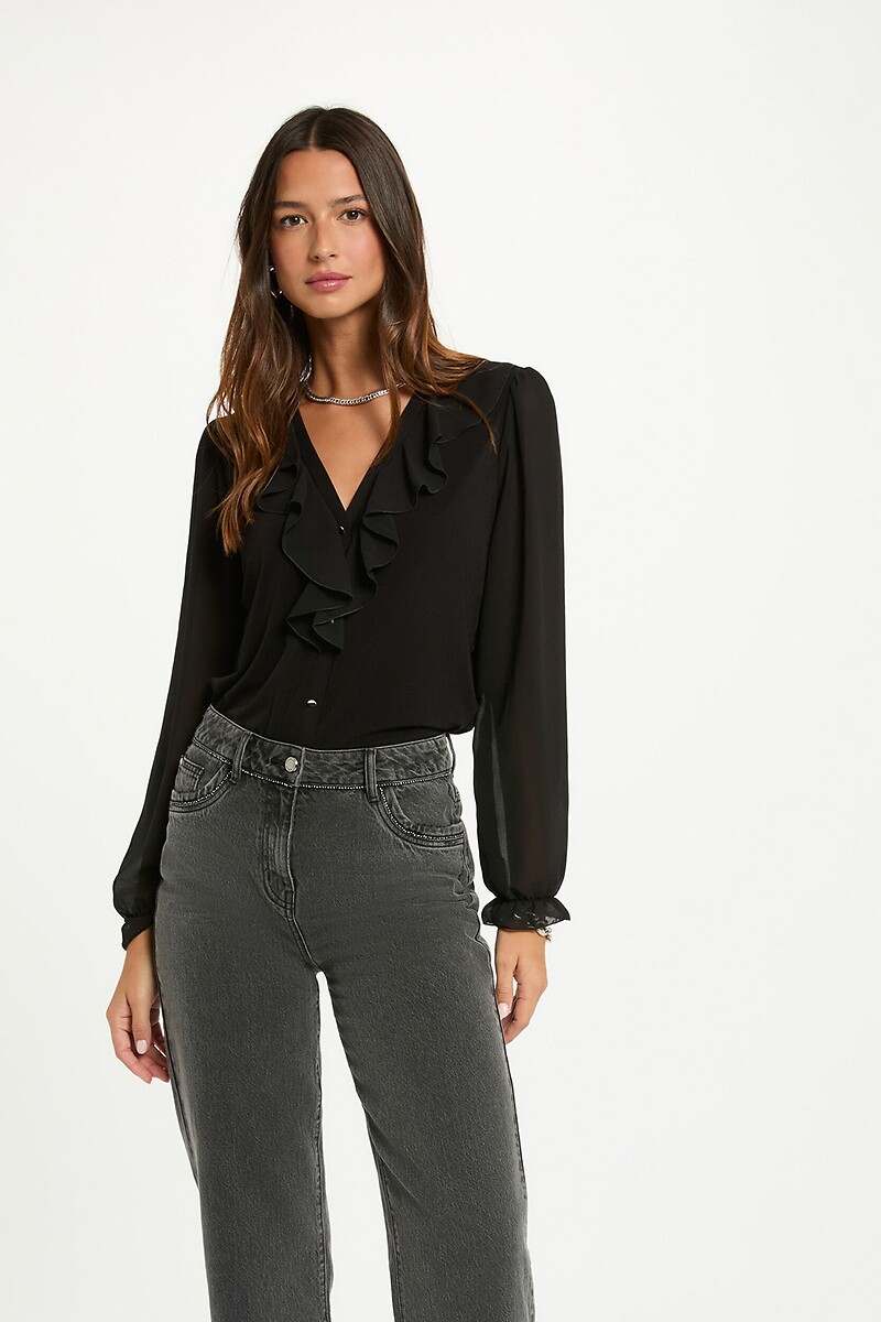 T-shirt voile col v, MORGAN