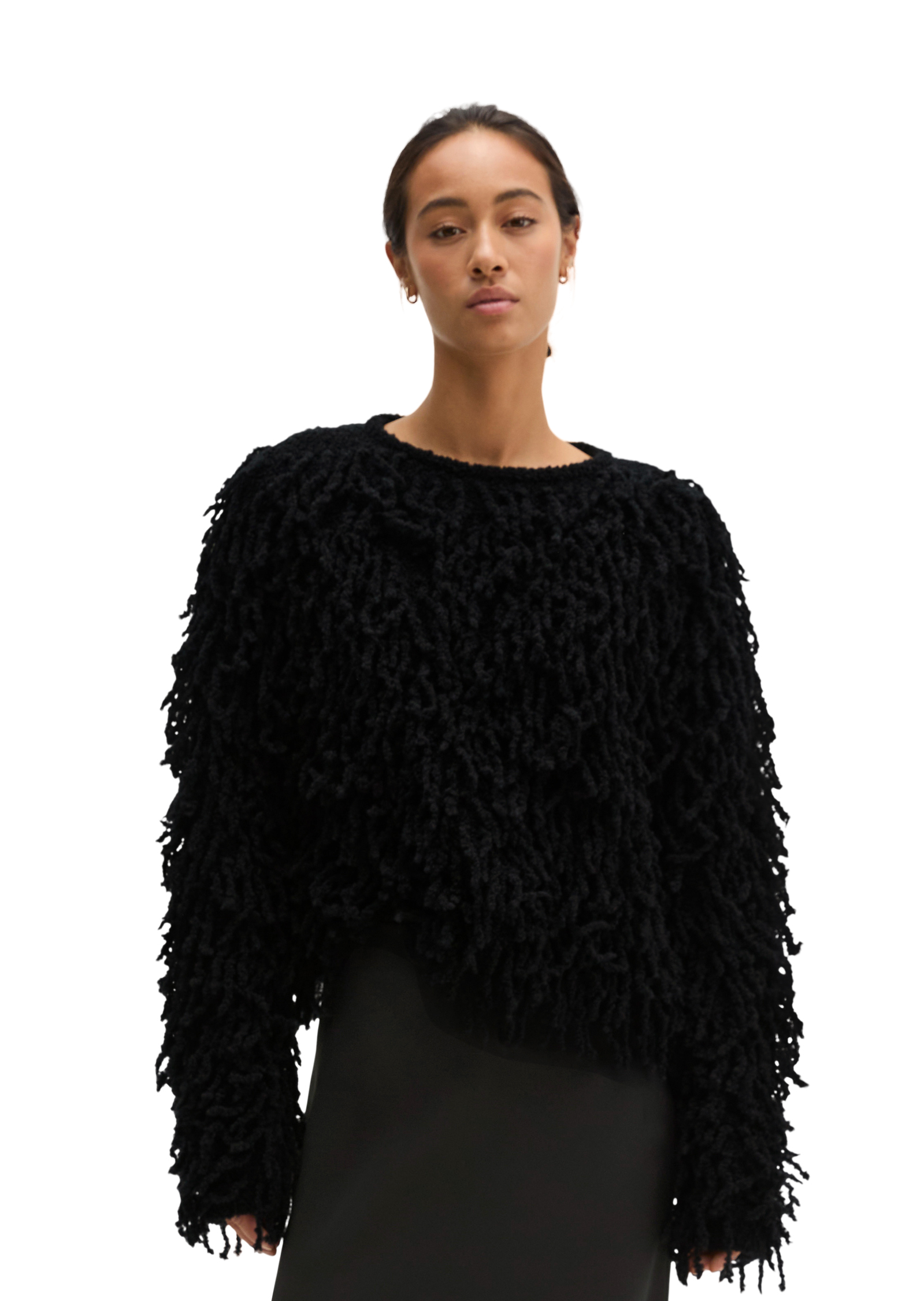 Pull court à franges en fil bouclé doux, MARC O'POLO