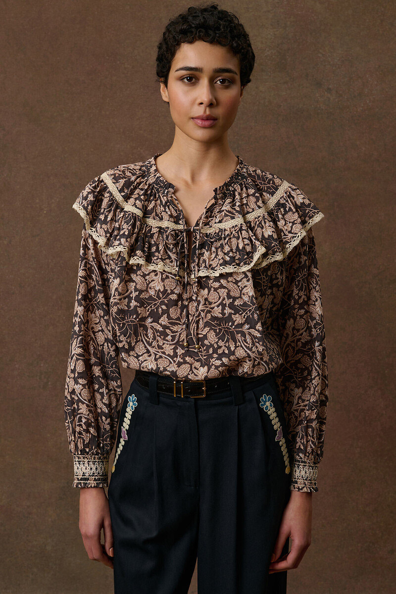 Blouse imprimé floral à volants, NICOLE, LOUISE MISHA