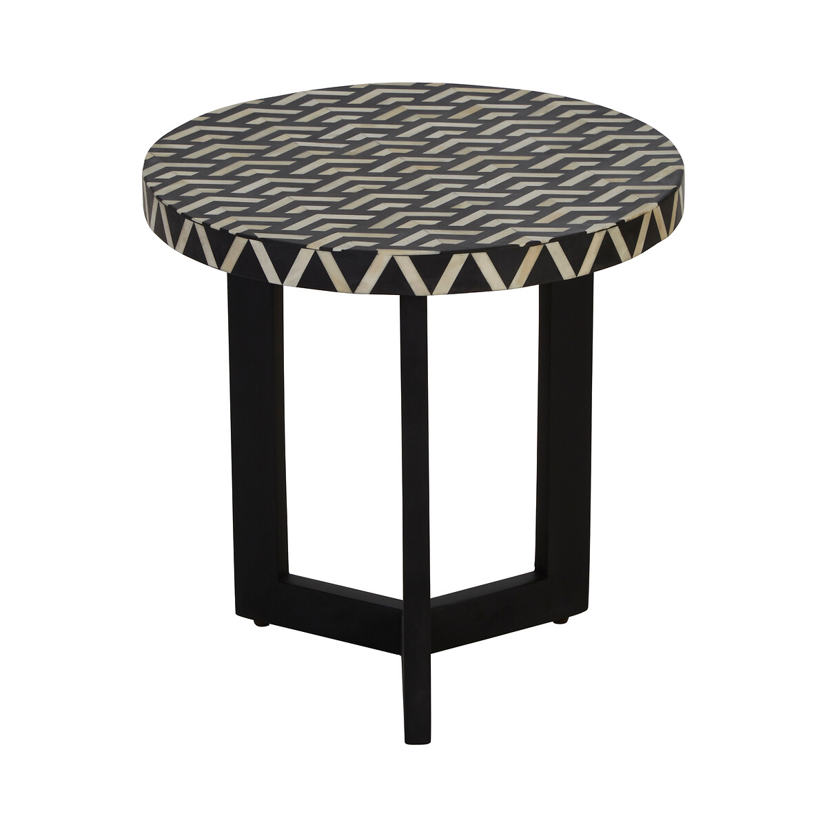 Boho Side Table With Bone Inlay Black So Home La Redoute Boho Side Table With Bone Inlay Black, Black And White Bone Inlay Side Table