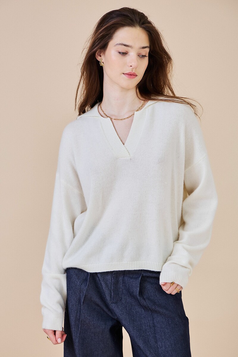 Pull manches longues col V