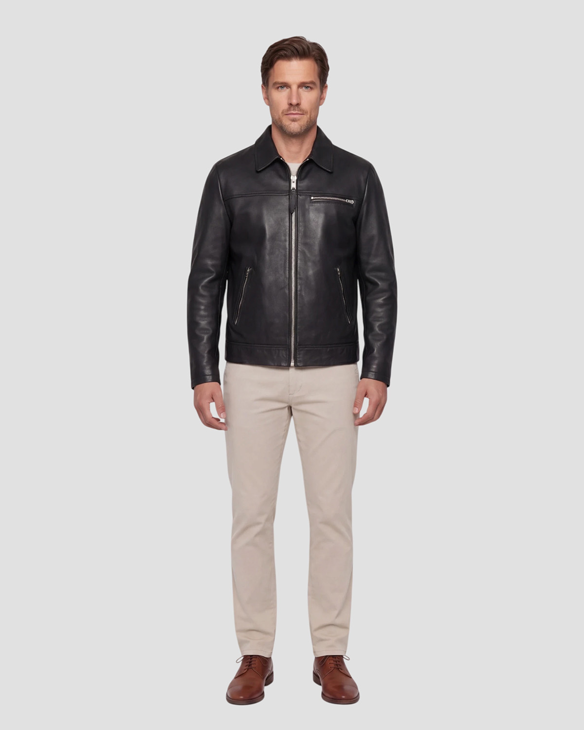 Blouson casual, cuir d'agneau, SCHOTT