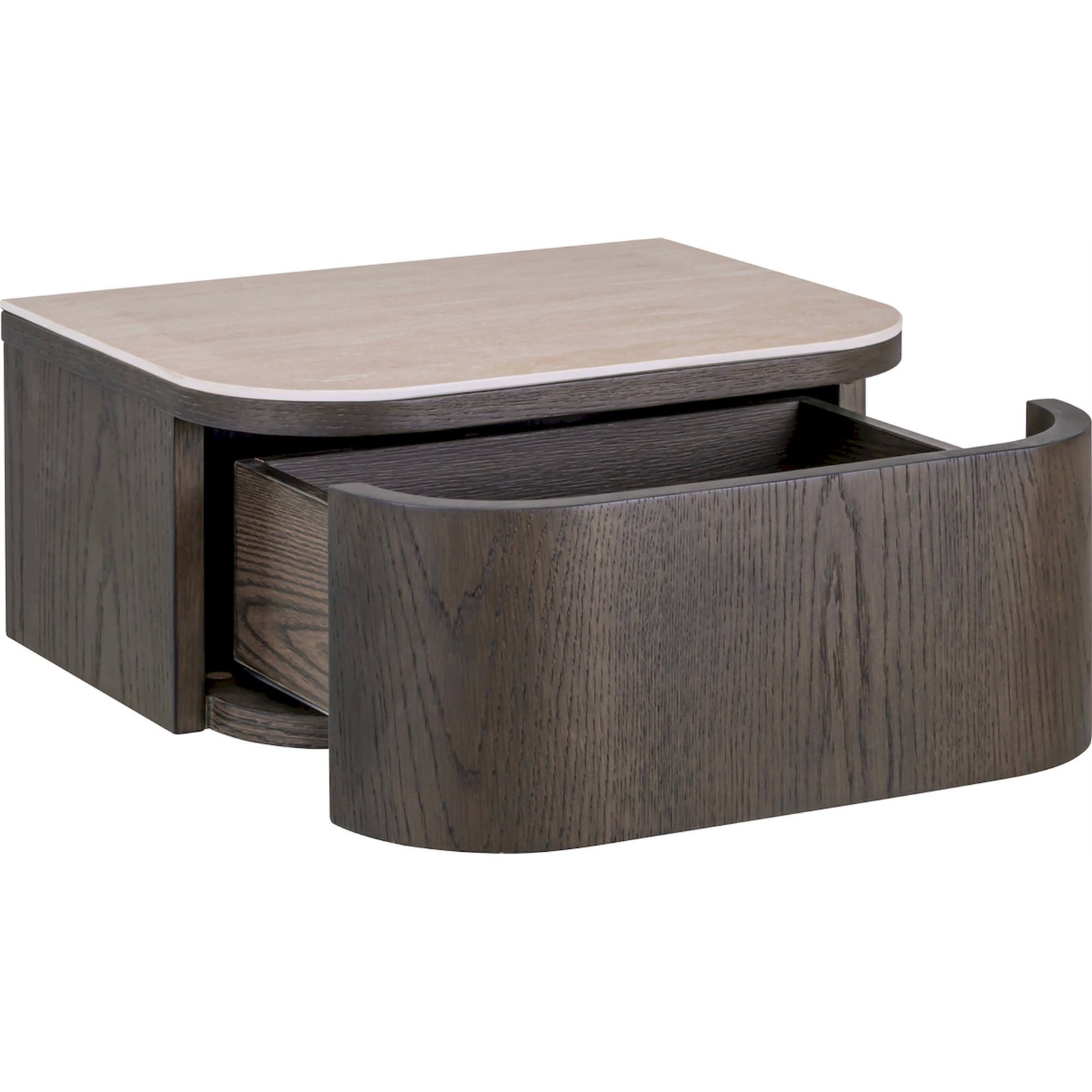 Table de chevet ronde bois et travertin NANDO, RECOLLECTION