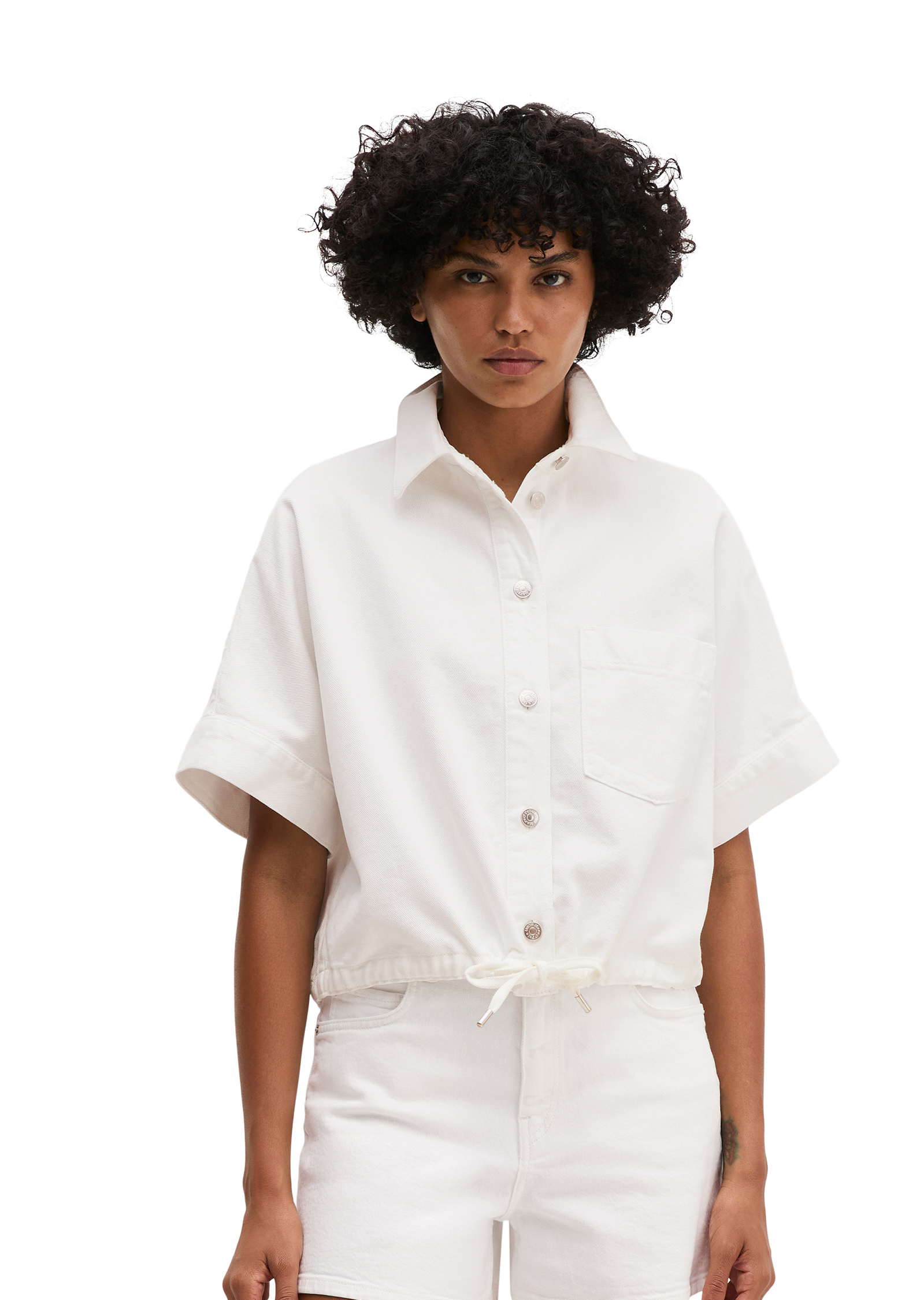 Blouse en jean regular en mélange de coton organique et de lyocell, MARC O'POLO