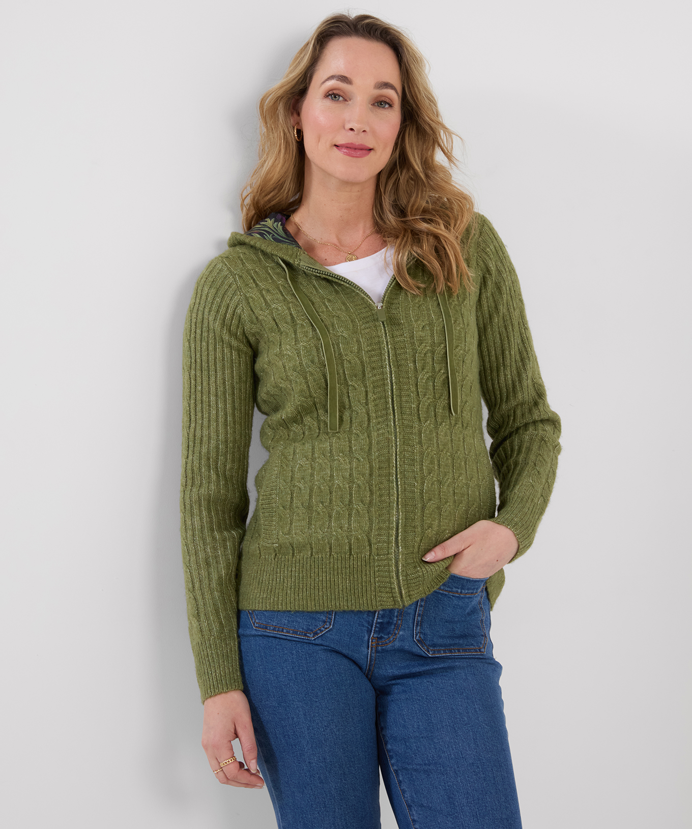 Cardigan Zippé à Capuche en Maille Torsadée Douillet, JOE BROWNS
