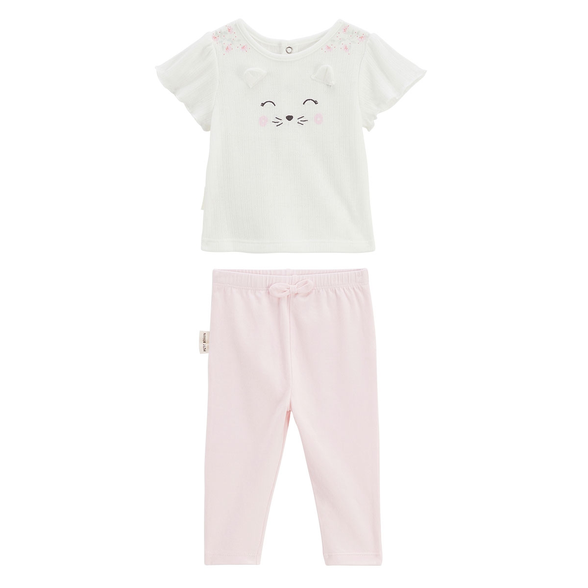 Ensemble bébé t-shirt en pointelle et legging Badian, PETIT BEGUIN