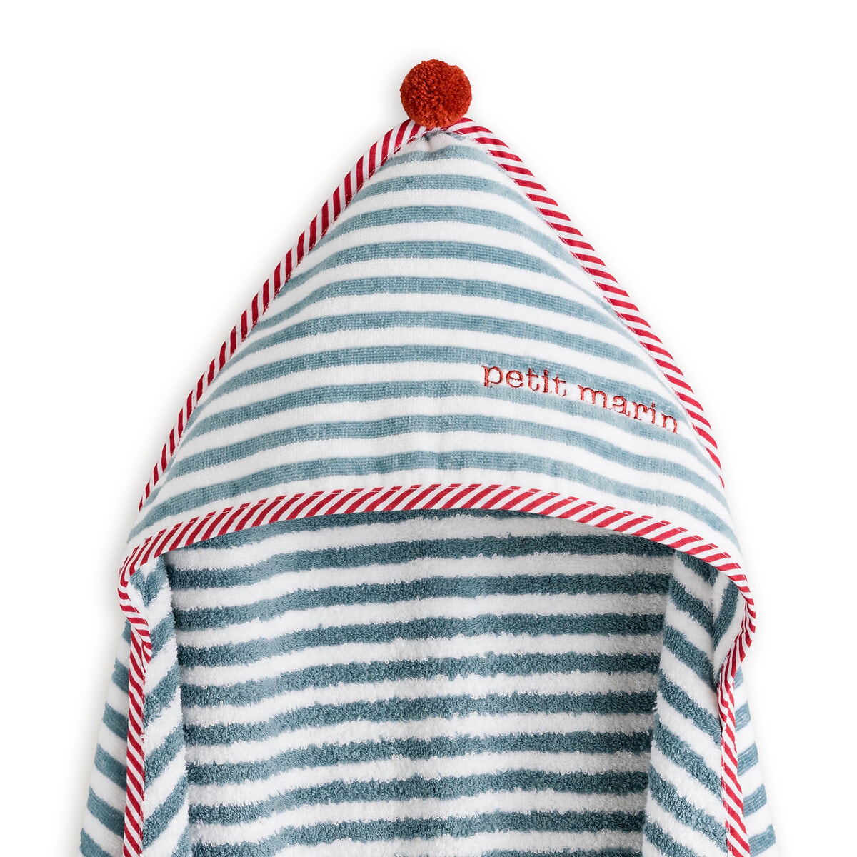 Cape de bain b b coton biologique petit marin ray bleu blanc La