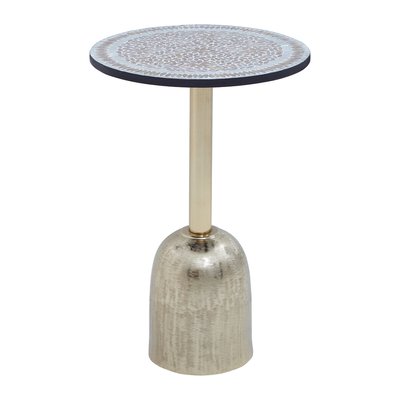 Dome Pedastal Gold Side Table with Mosaic Top SO'HOME