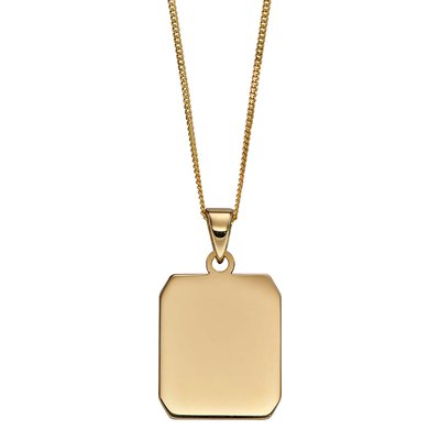 9ct Gold Rectangular Dog Tag Necklace ELEMENTS GOLD