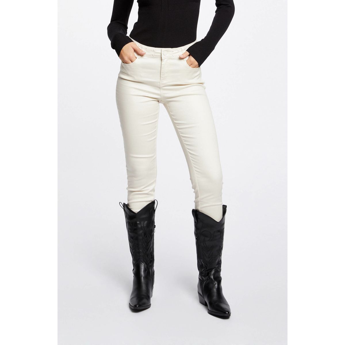 Pantalon enduit outlet blanc