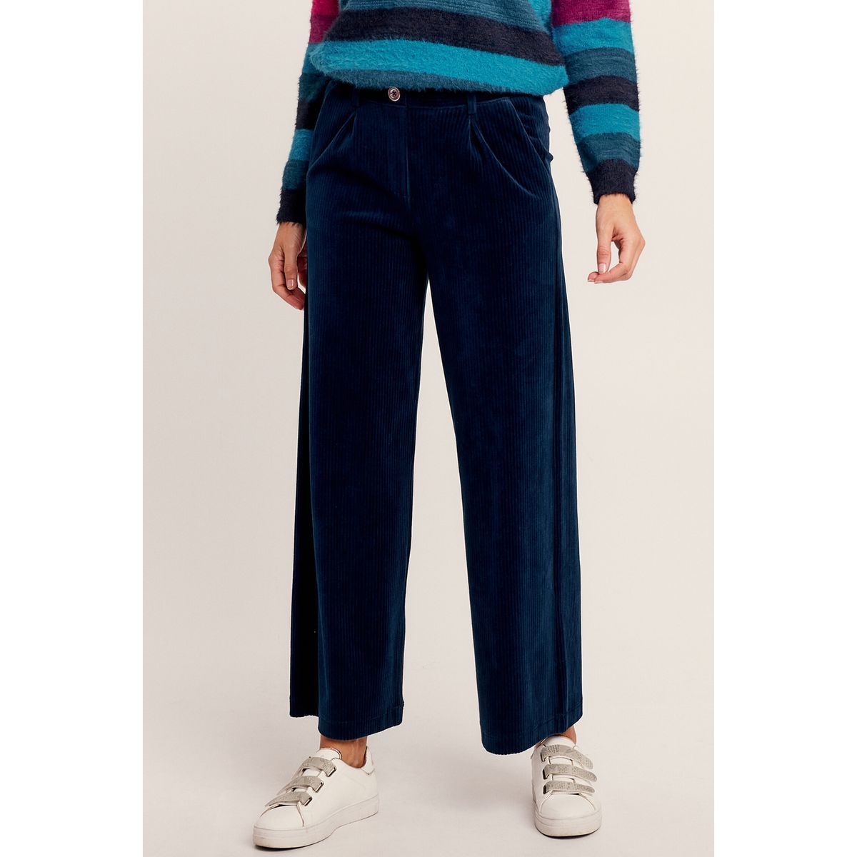 Pantalon velours bleu marine femme new arrivals