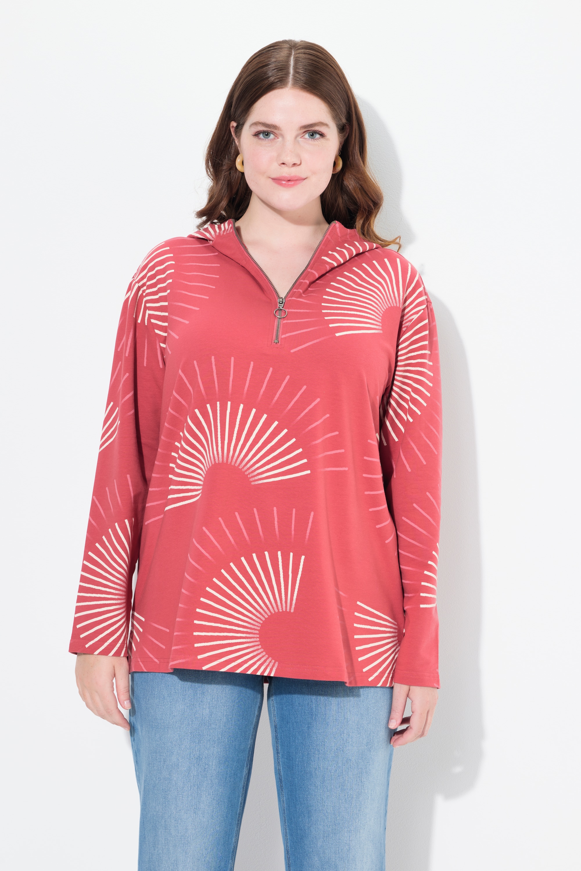 Sweat-shirt à capuche en coton bio. Imprimé, ULLA POPKEN