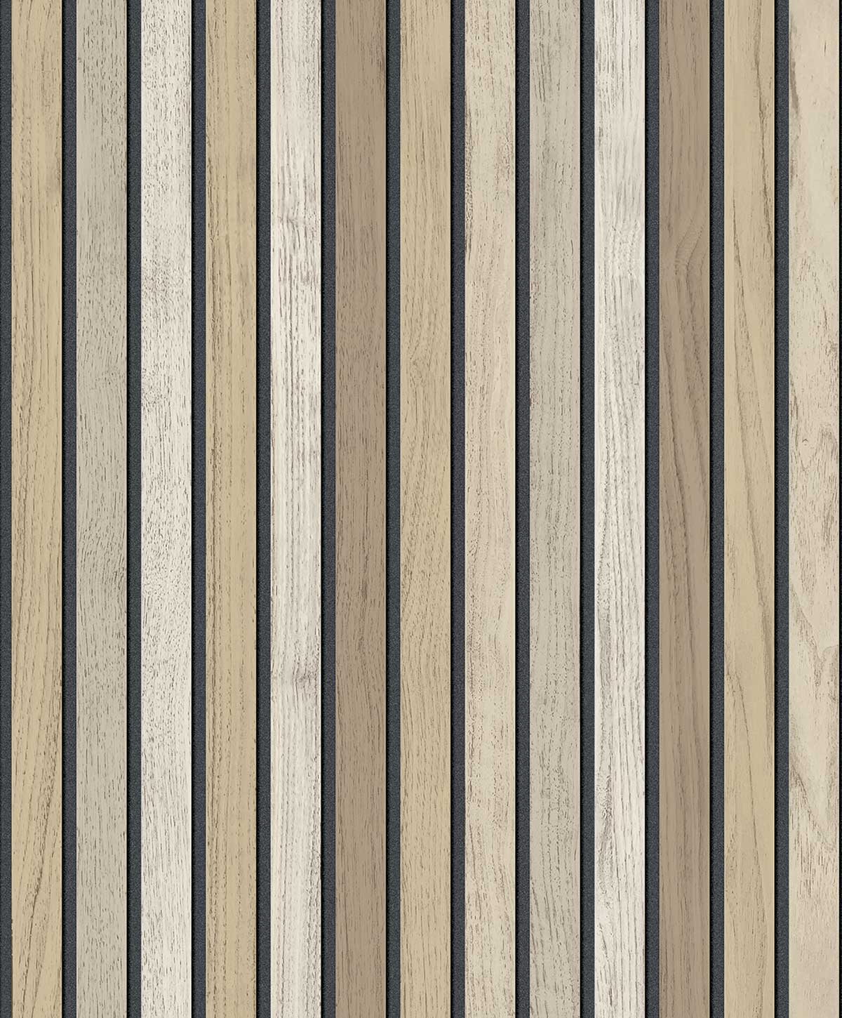 Papier peint lattes bois beige sable, HEXOA