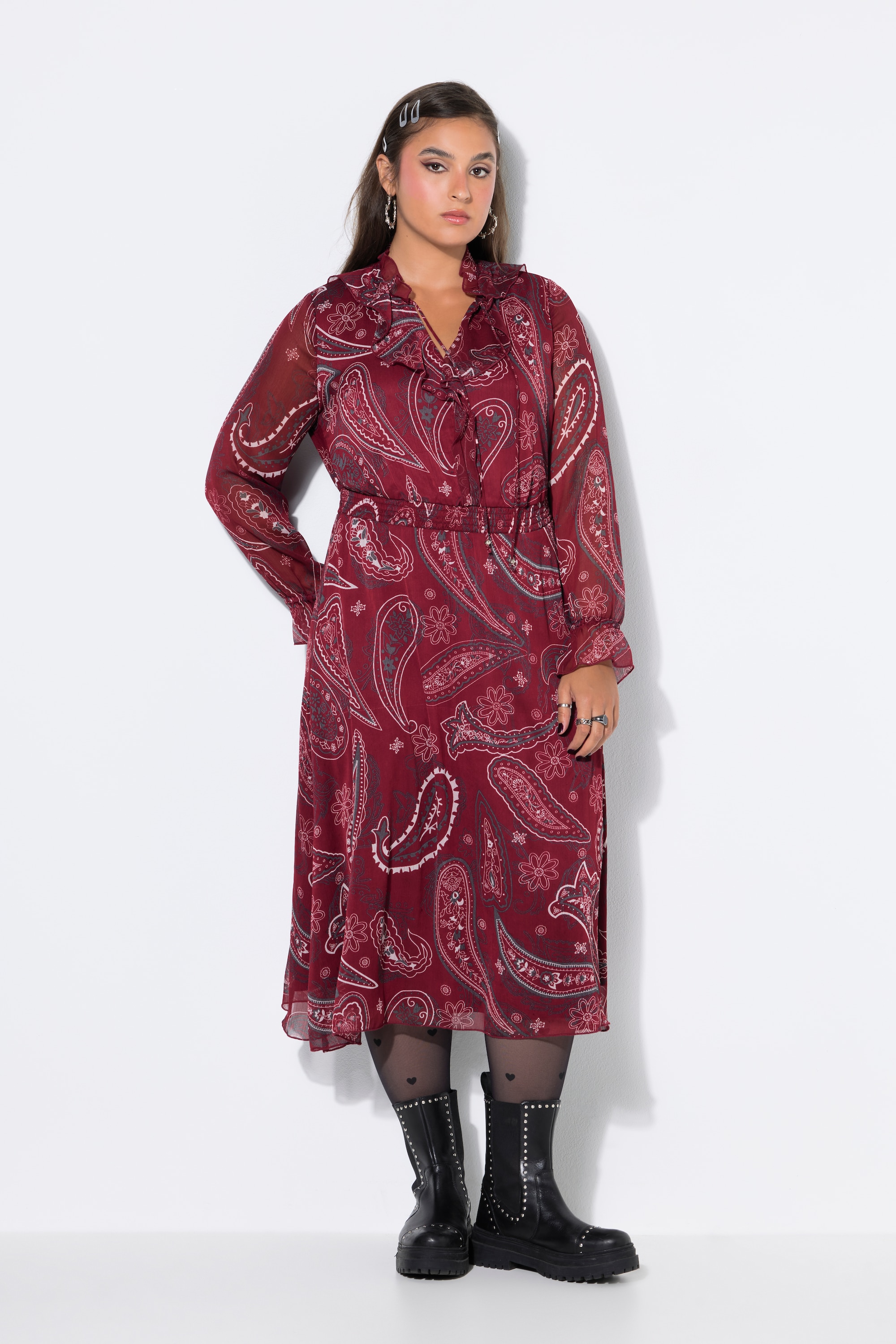 Robe midi, coupe trapèze, mousseline, STUDIO UNTOLD