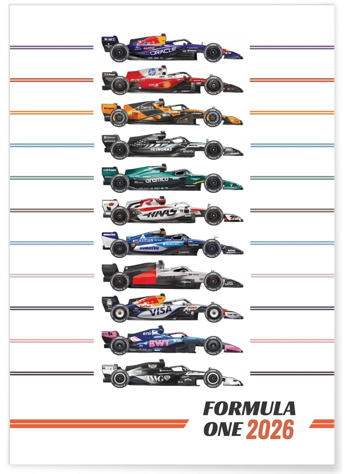 Affiche Ecuries Formule 1 2026, L'AFFICHERIE