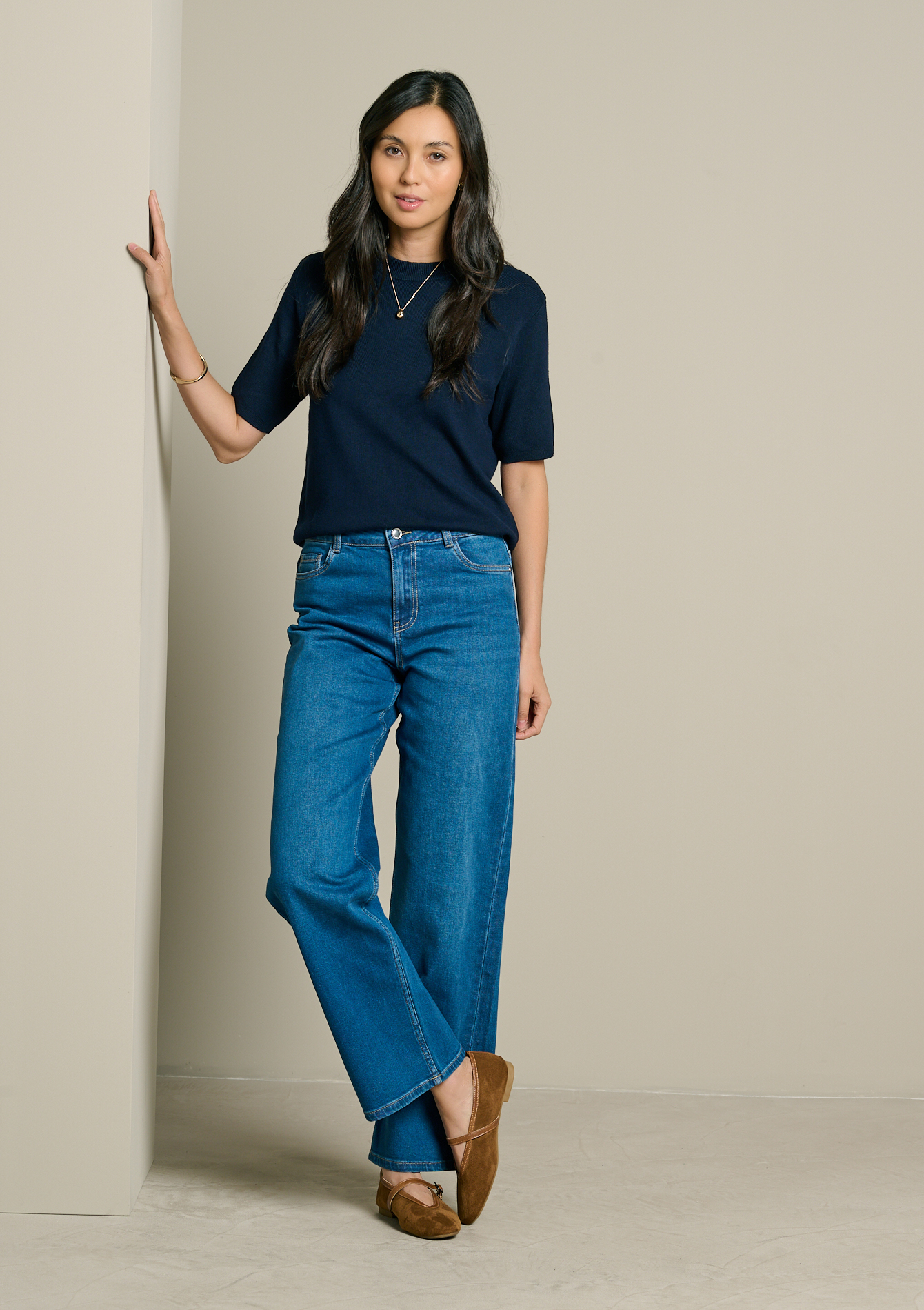 Jean taille haute coupe large, LOLALIZA