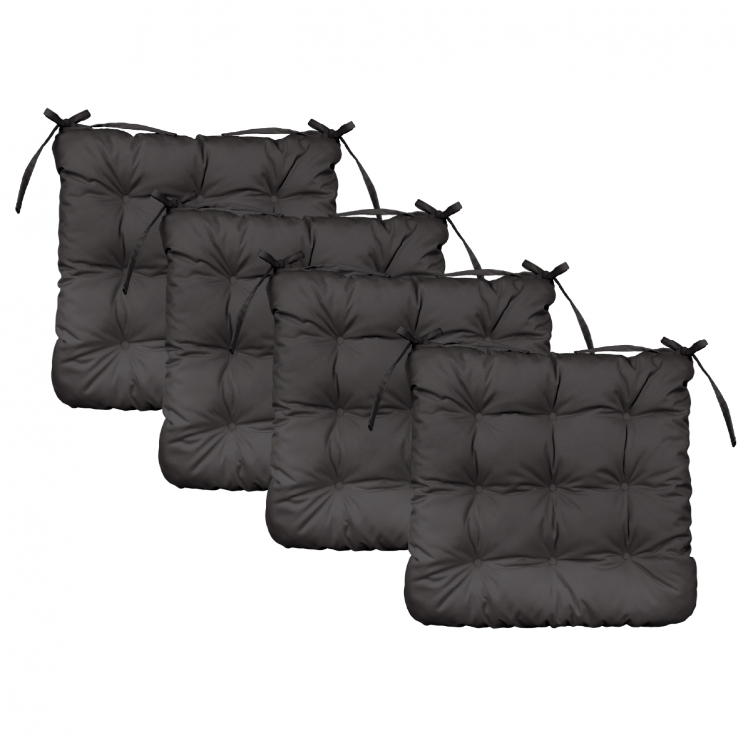 Lot Coussins De Chaise Carrés 40x40 Cm Déhoussables - Galettes Confort Hautes Densité Avec Sangles Antidérapantes