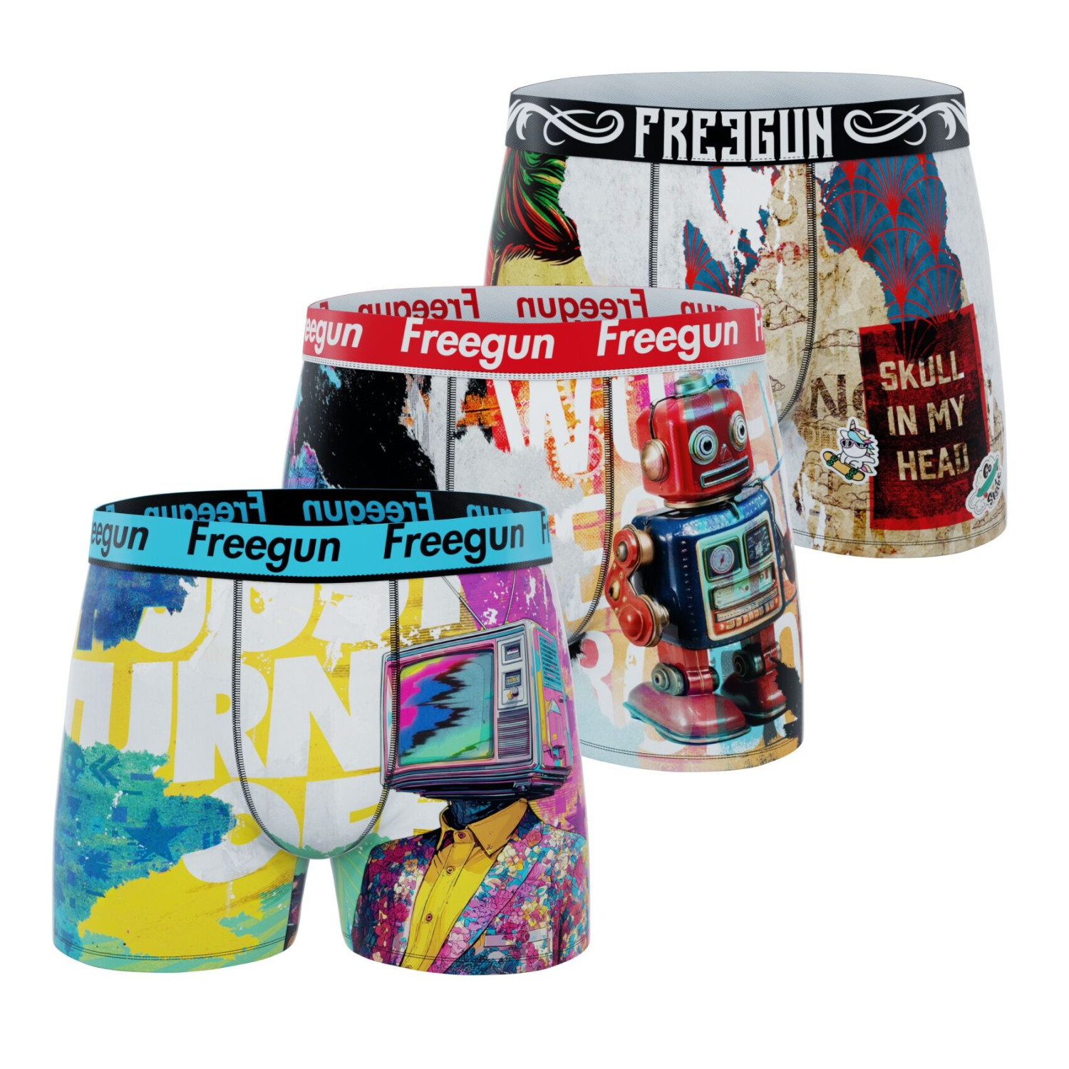 Lot De 3 Boxers Microfibre, FREEGUN
